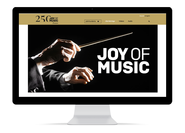 Startseite der responsiven CMS Webseite „250 Joy of Music“